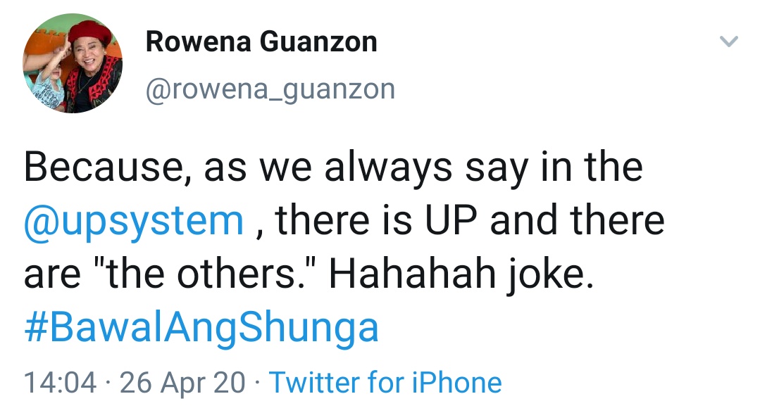 Because, as we always say in the @upsystem, there is UP and there are 'the others.' Hahahah joke. #BawalAngShunga