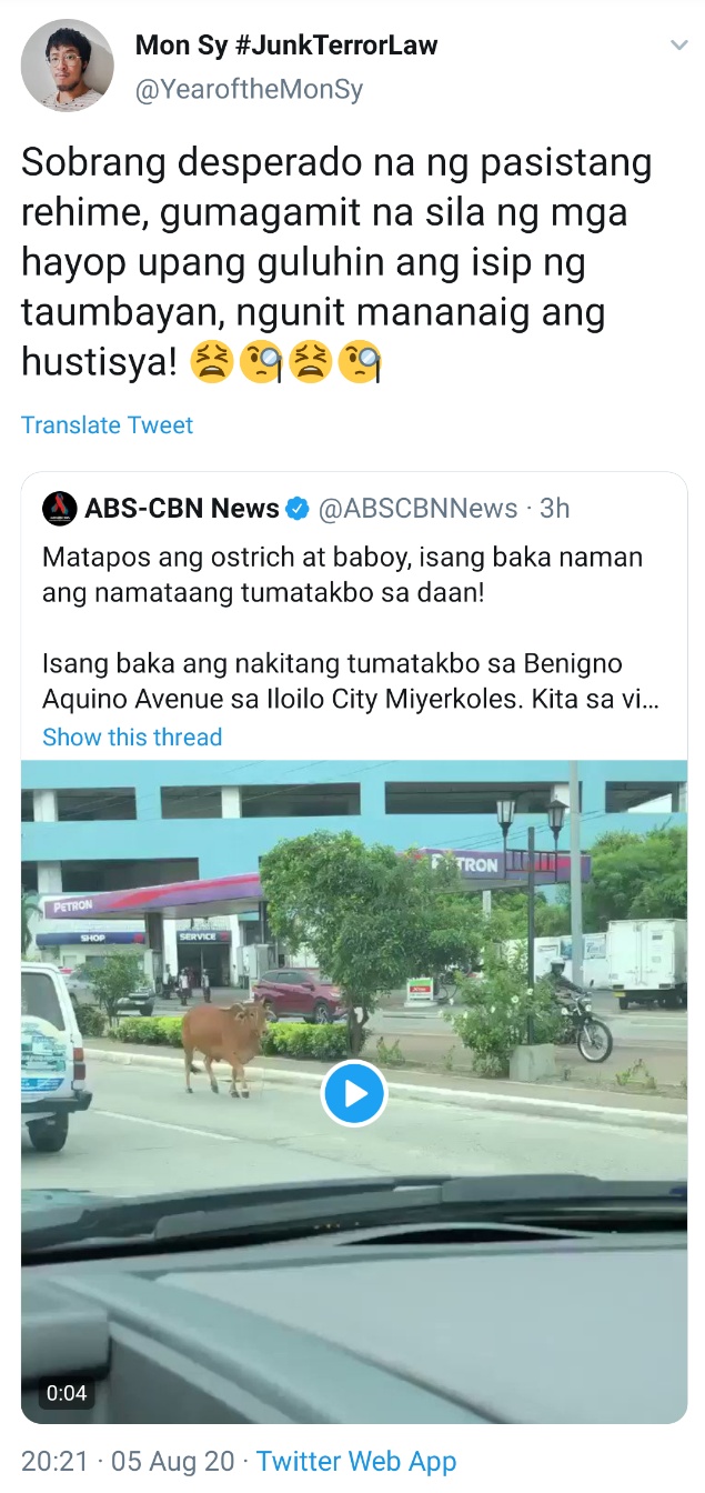 Sobrang desperado na ng pasistang rehime, gumagamit na sila ng mga hayop upang guluhin ang isip ng taumbayan, ngunit mananaig ang hustisya!