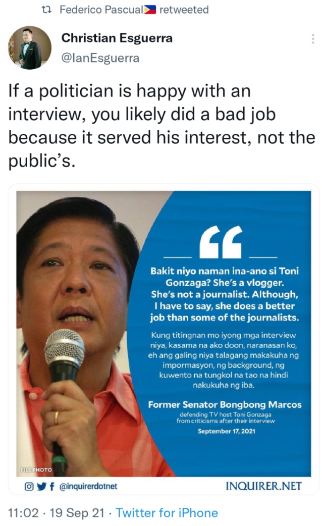 If a politician is happy with an interview, you likely did a bad job because it served his interest, not the public’s.