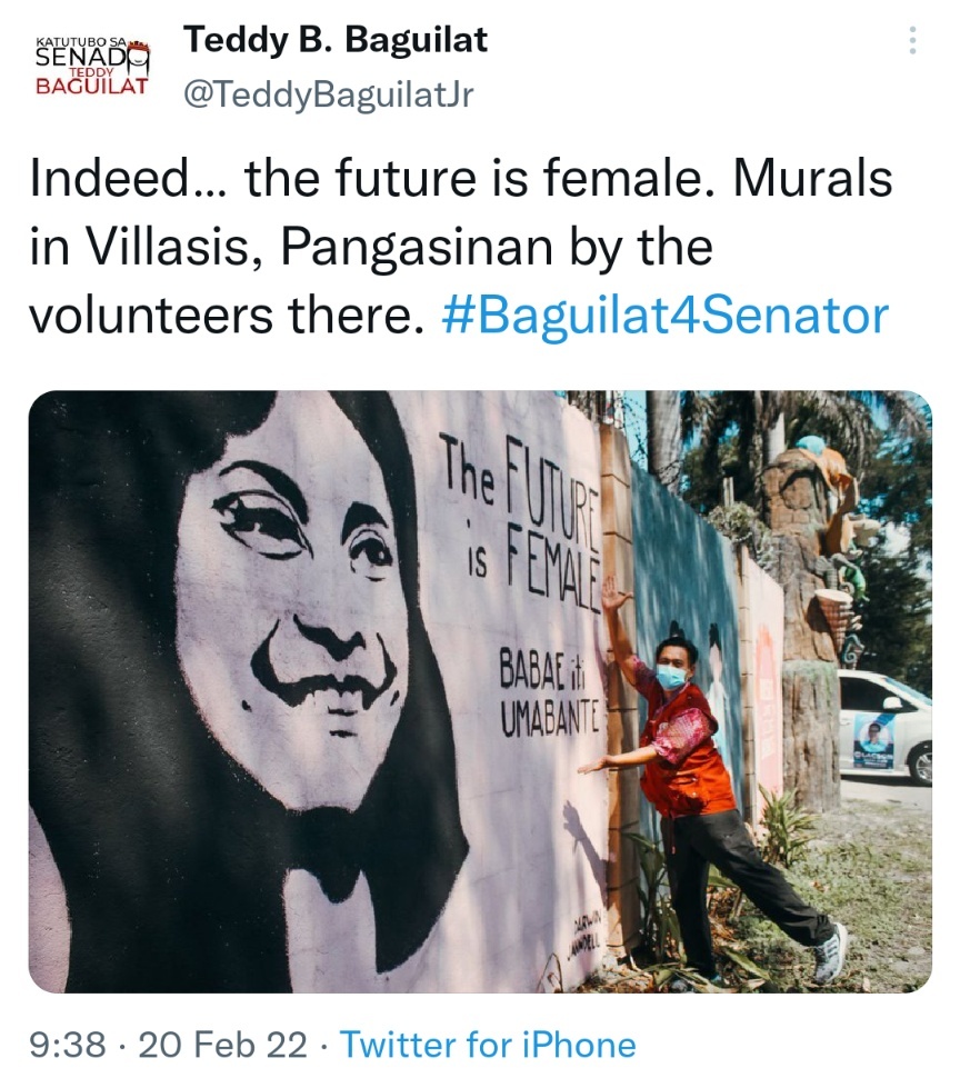 Indeed… the future is female. Murals in Villasis, Pangasinan by the volunteers there. #Baguilat4Senator